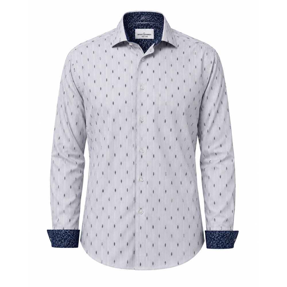 Paper Denim & Cloth Shirt Mens M Blue‎ White Striped Ikat Button Up Long Sleeve